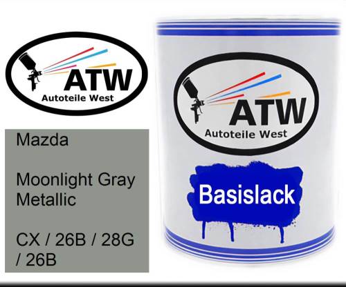 Mazda, Moonlight Gray Metallic, CX / 26B / 28G / 26B: 1L Lackdose, von ATW Autoteile West.